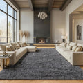 Grey Area Rugs 9x12 Living Room, Soft Plush Thick Shaggy Big Floor Carpet by ONASAR