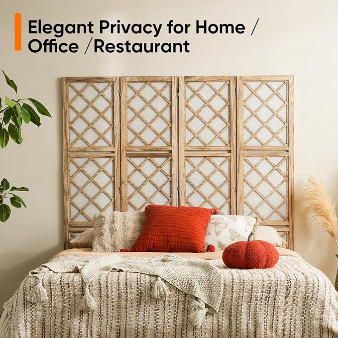 Japanese Room Divider with Shelves, Shoji Screen Diamond Lattice Design - Image 9