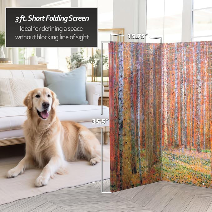 Red Lantern Double Sided Works of Klimt Room Divider - Image 5
