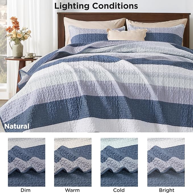 Oversized King Quilt Mineral Blue, 2 Pillowcases（120x120 Inch） - Image 9