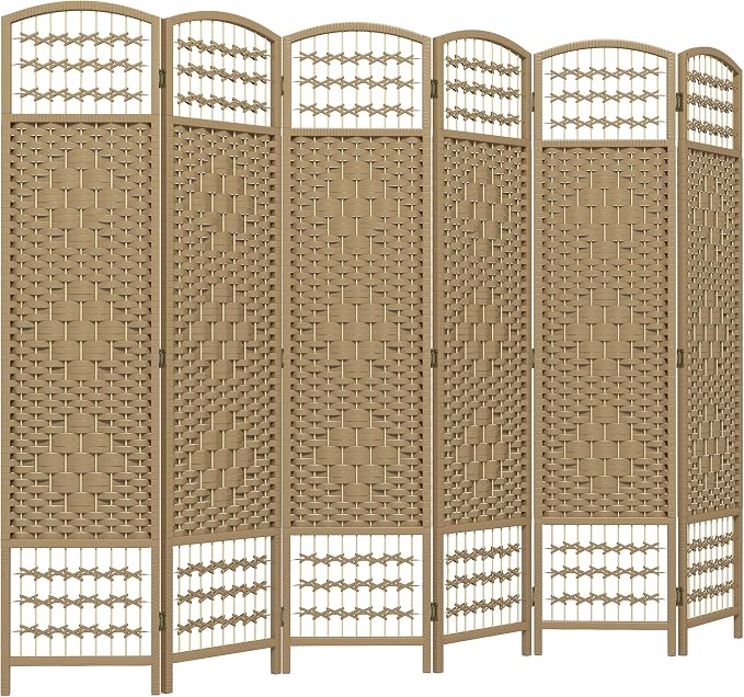 HOMCOM 6 Panel Room Divider, Folding Privacy Screen, Natural | Room Separator by HOMCOM