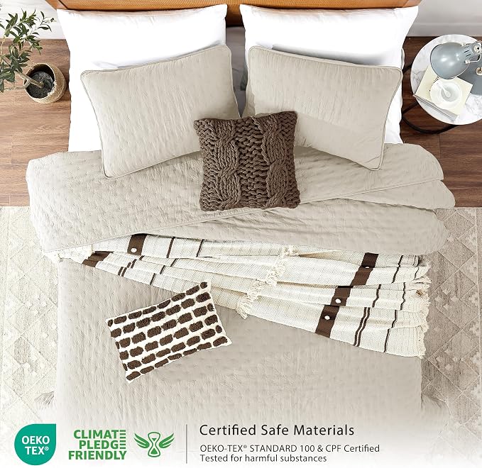 ROARINGWILD Beige Twin Size Quilt Bedding Set - Image 2