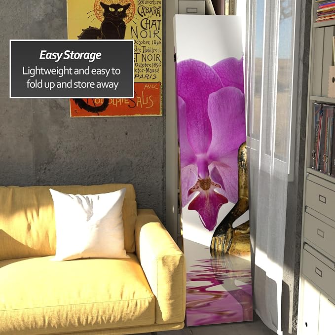 Red Lantern 6 ft. Tall Double Sided Thai Buddha Room Divider 3 Panel - Image 3