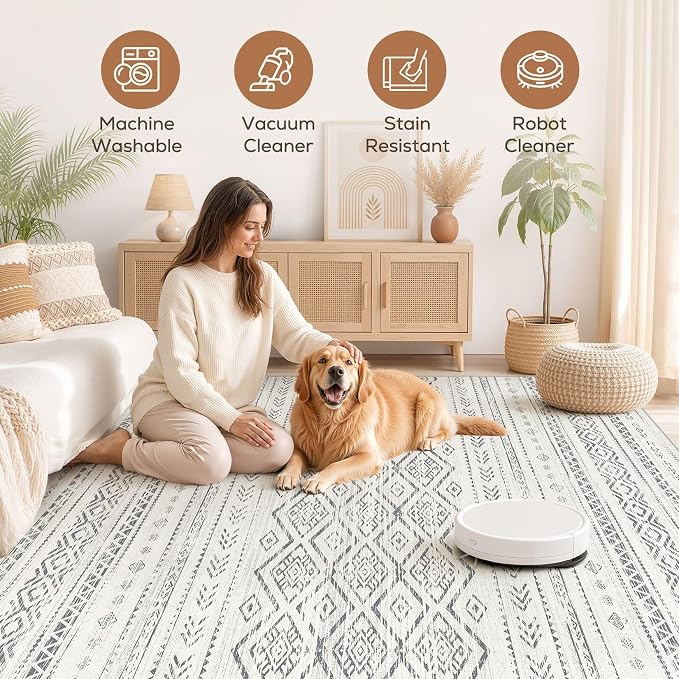 Nakagishi Area Rug Living Room Rugs: 10x14 Large Soft Machine Washable Boho - Image 3