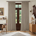 Deep Flax Linen Pinch Pleated 100% Blackout 92 Inch Curtains 2 Panels | Greige by Twodrapes