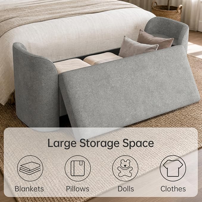 Usaint 58.3" Upholstered Storage Ottoman Bench - Image 5