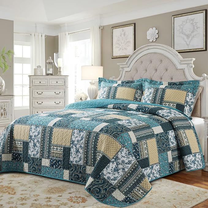 BEDIFANY 100% Cotton Cover King Size Quilt Set, Lightweight Bedspread King | - Image 7