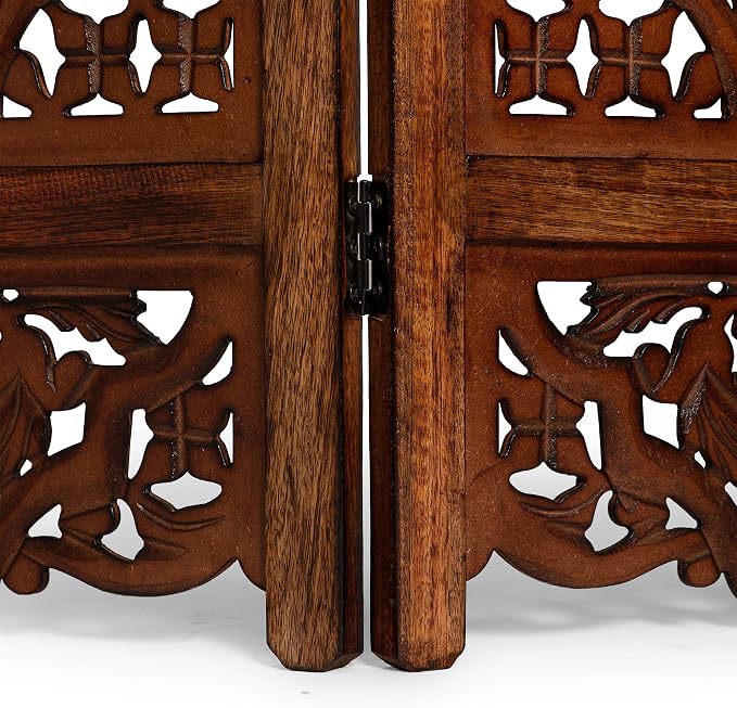 Lightnpro 4 Panel Empress Bloom Wooden Room Divider 64" x 48" Hand-Carved - Image 4