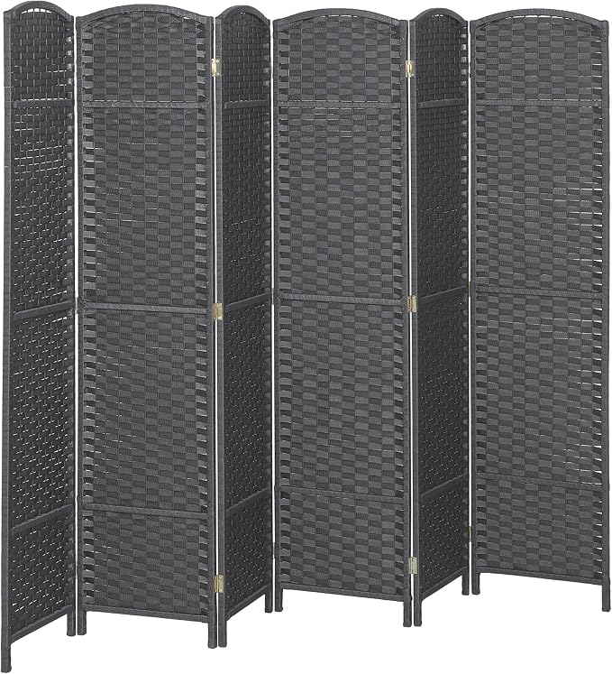 HOMCOM Room Divider 6 Panel Folding Privacy Screen 5.6' Tall Charcoal Gray | by HOMCOM