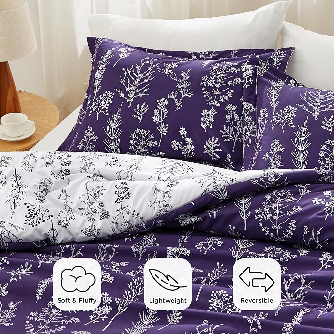 Bedsure Dark Purple California King Comforter Set - Image 3