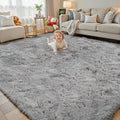 6x9 Shag Area Rug for Living Room, Light Grey Soft Plush Fluffy Carpet | by Junhejiamei