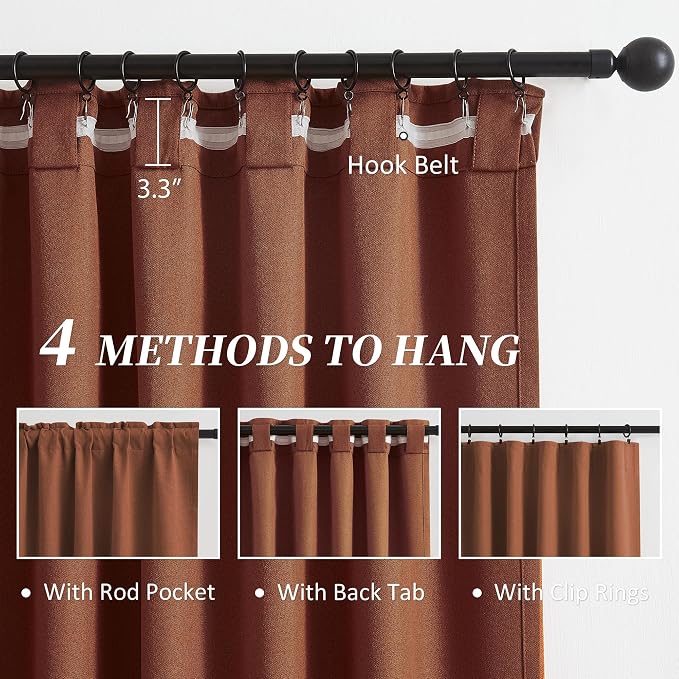Rust Red Colored Blackout Curtains Linen 72 Inch Length - Image 3