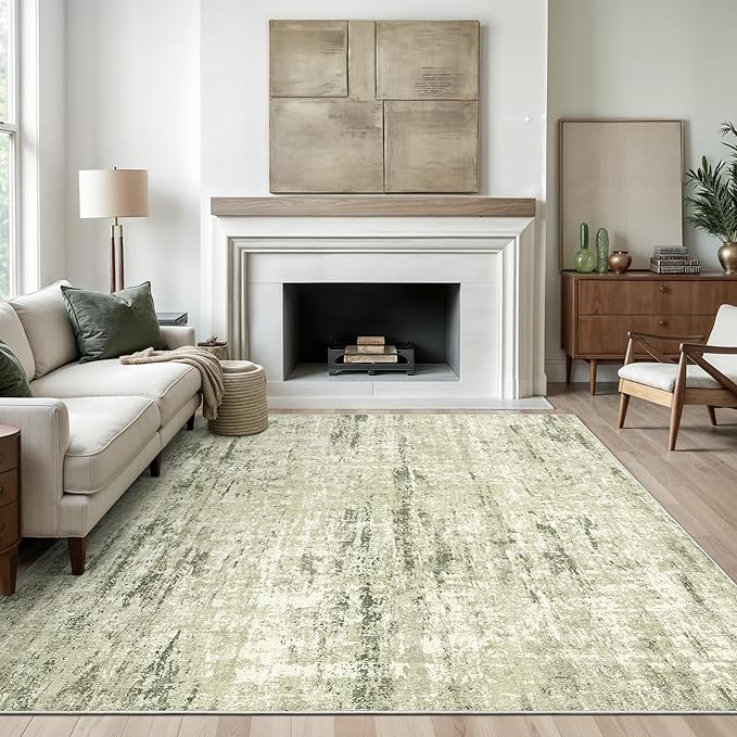 6x9 Area Rugs, Abstract Large Washable Rugs by Valenrug
