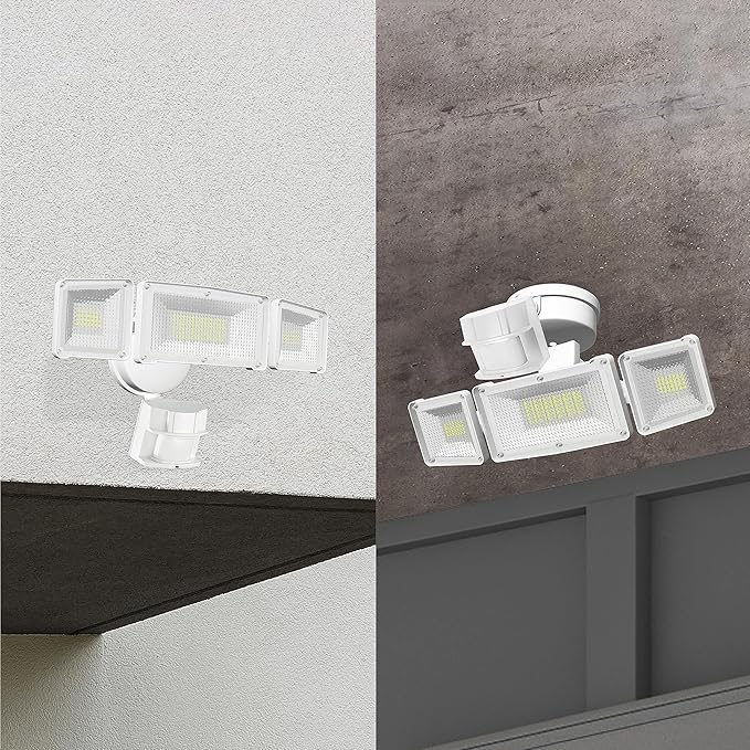 AWSENS 40W LED Security Lights Motion Sensor Light Outdoor, 180 Degree, 4000LM, 5000K, ETL Water Resistant, 3 Head Motion Detected Flood Light for Garage, Yard, Porch (White)