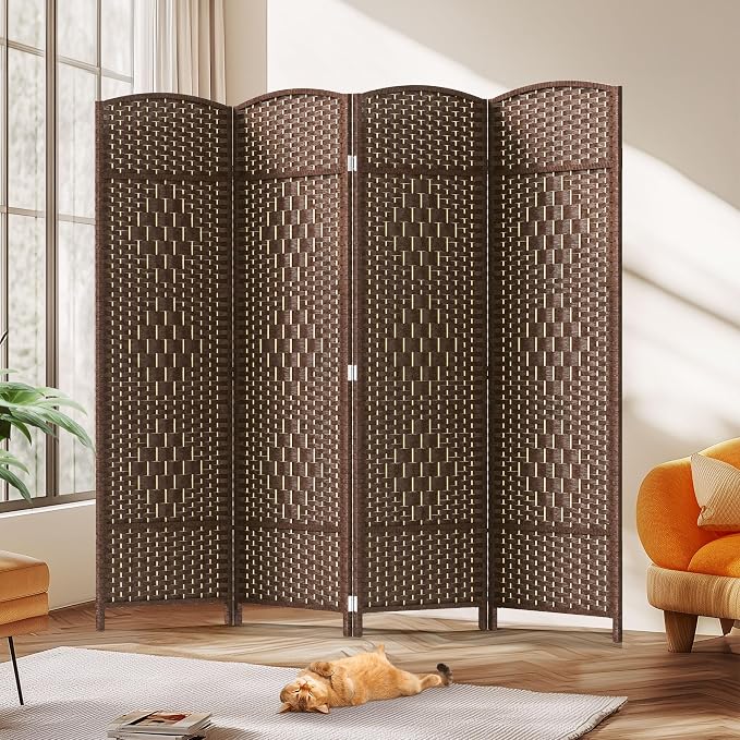 Rattan Room Divider, 4-Panel Folding Privacy Screen 6ft. Extra Wide | Room by Jostyle