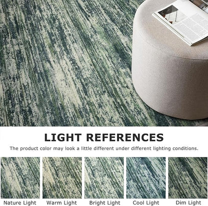 2x6 Modern Abstract Runner Rug for Hallways, Dark Green Super Soft Hallway Decor Kitchen Rugs with Non-Slip, Non-Shedding Washable Rug for Entryway Bedroom Indoor