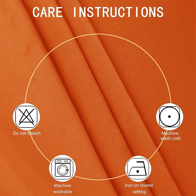 Orange Blackout Curtains 66 x 63 Inch Length/Set of 2 Curtain Panels/Thermal - Image 4