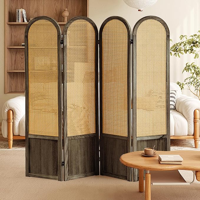 Rattan Room Divider, 4 Panel Folding Room Screen Divider, Foldable Room - Image 7