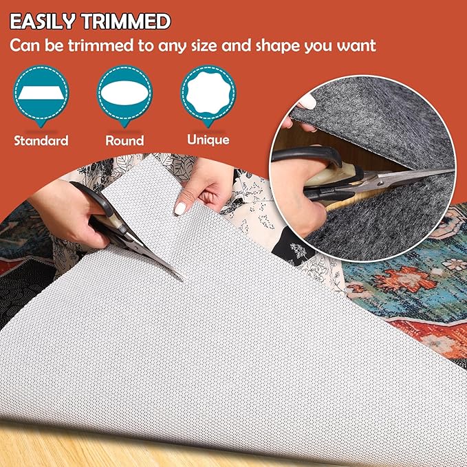 Waterproof Rug Pad, Thick 2x20 Ft Under Area Rug Carpet Pad, Non Slip Rug Pads for All Floors and Hardwood Floors Finishes, Keep Carpets in Place Soft and Prevent Rug from Wrinkling or Buckling