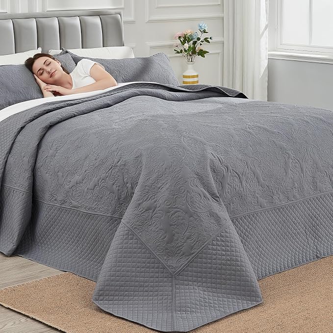 Oversized King Bedspreads 128x120, California King Quilt Sets, Extra Wide Large by EnjoyYourLife