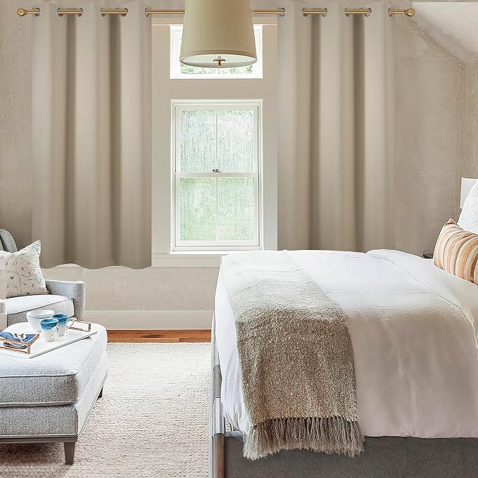 Diraysid Beige Grommet Blackout Curtains - Image 7