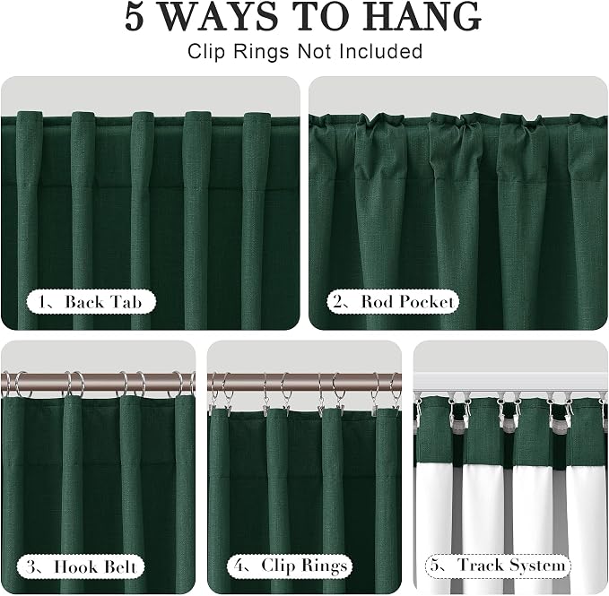 Joywell 100% Blackout Linen Curtains 84 Inch Long - Image 2