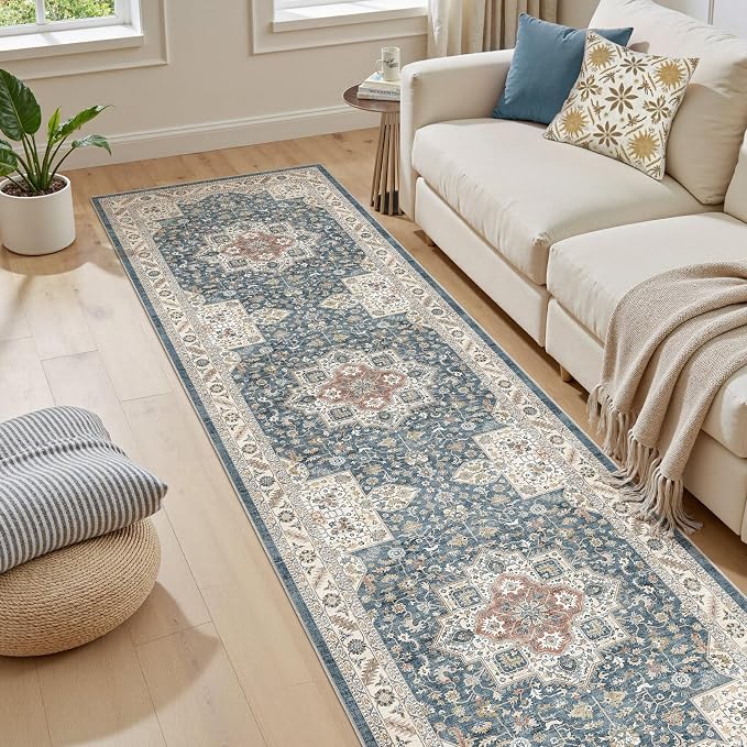 cotiled 2x6 Hallway Runner Rug for Entryway, Non-Slip Vintage, Vintage Blue | - Image 5