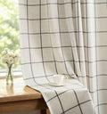 DriftAway 100% Blackout Plaid Linen Curtains 84 Inches Long 2 Panels Black | by DriftAway