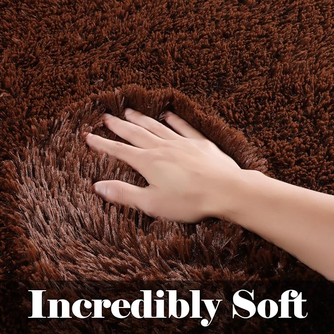 Brown Runner Rugs for Bedroom Living Room, Fluffy 2x6 Bedside Hallway Area Rug - Image 3