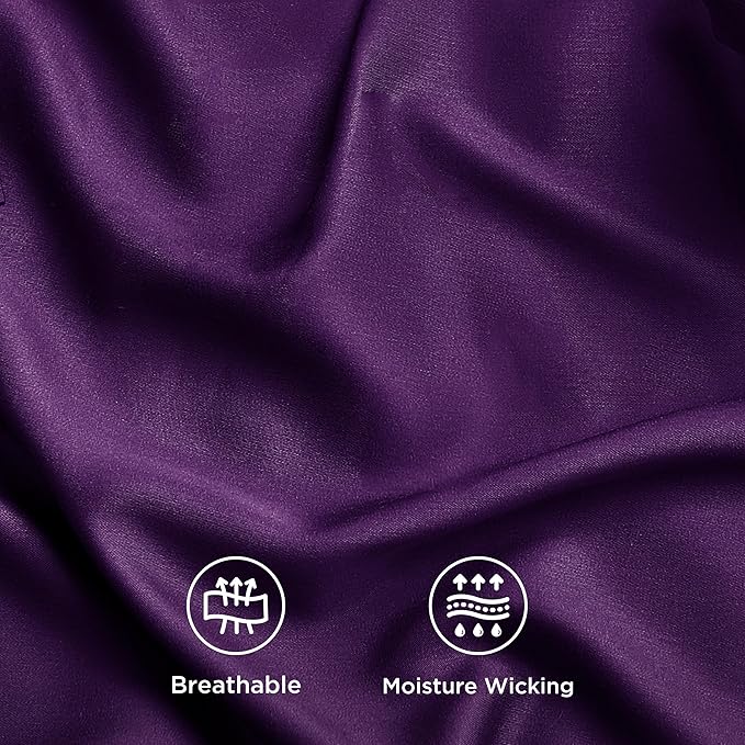 Bedsure Cooling Sheets Twin, Rayon Derived from Bamboo, Breathable & Soft Twin Sheets Set, Deep Pocket Up to 16 Inches, Hotel Luxury Silky Bedding for Hot Sleepers, Plum