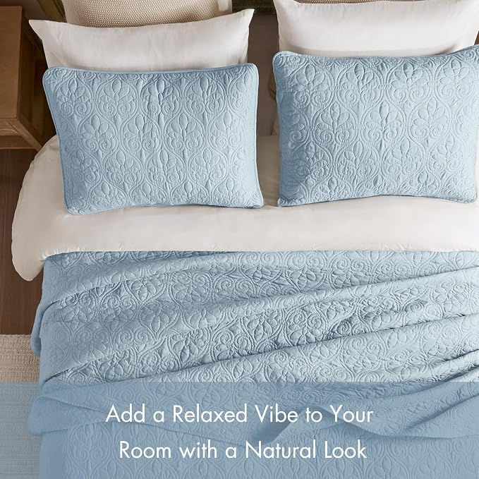 Madison Park King Quilt Bedding Set, Cottage-Inspired Damask, Classic Stitch - Image 5