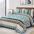 Yiran Blue Boho Quilt Set Queen Size, Summer Patchwork Bedspreads | Bohemia by Yiran