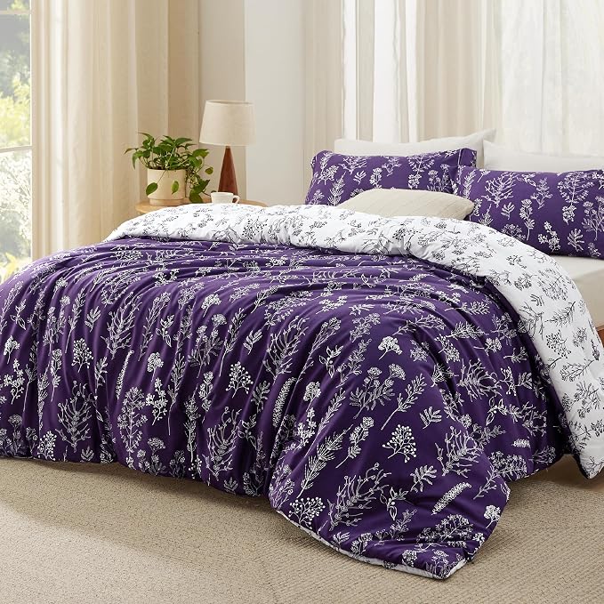 Bedsure Dark Purple California King Comforter Set - Image 2