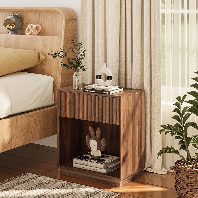 Fluted Nightstands Set of 2, Modern Bedside Table - Image 3