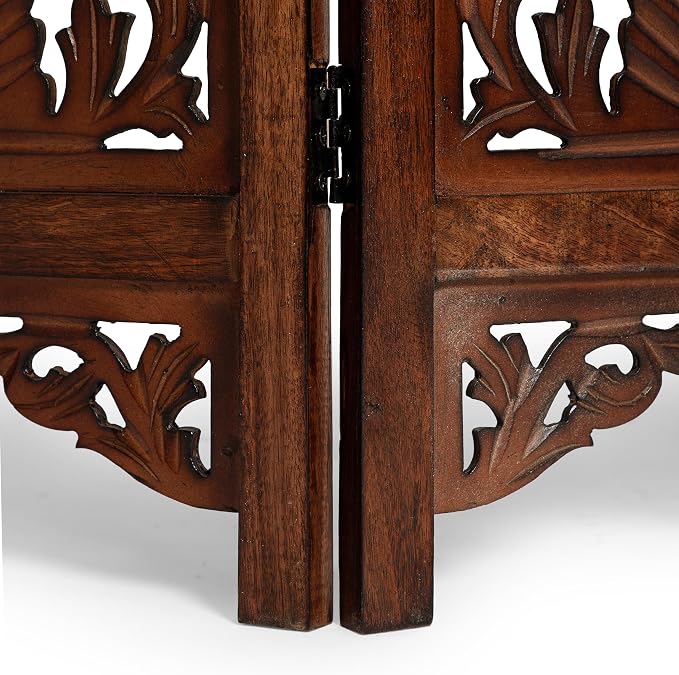 Lightnpro 4 Panel Palm Tree Wooden Room Divider 64" x 60" Hand-Carved Folding - Image 3