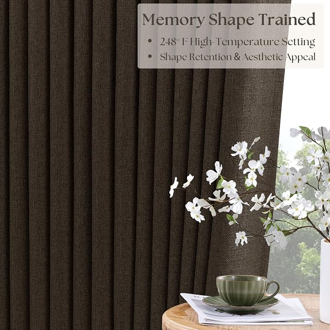 Pleat Chocolate Brown Curtains 108 Inches Long 2 Panels Set - Image 3