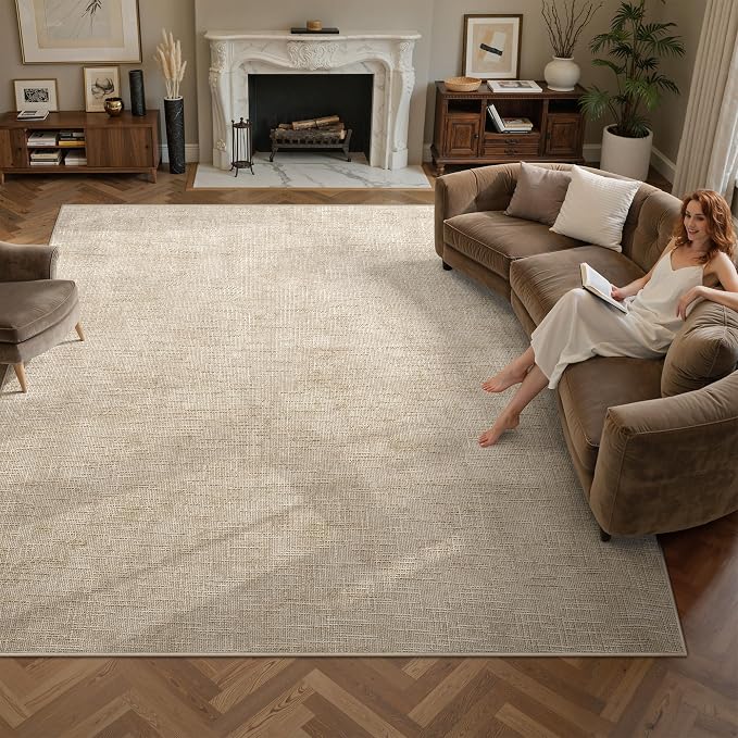 8x10 Area Rugs for Living Room, High-Low Pile Washable Rug, Stain Resistant by Valenrug