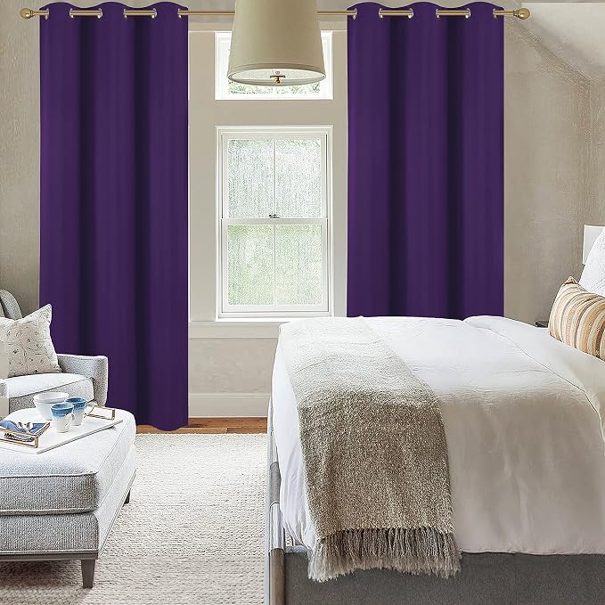 Diraysid Purple Grommet Blackout Curtains - Image 3