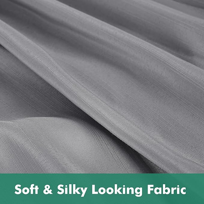 Biscaynebay Wrap Around Bed Skirts with Split Corners for Full Beds 17" Drop, Silver Grey Elastic Dust Ruffles Adjustable Easy Fit Wrinkle & Fade Resistant Silky Luxurious Fabric Machine Washable