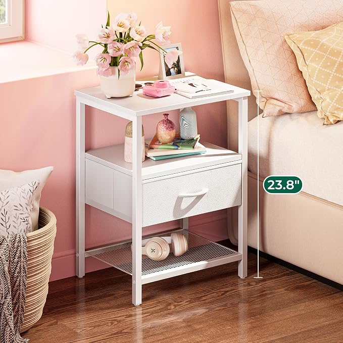 Huuger Night Stand with 2 Drawers, Bed Side Table with Open Shelf | Bedroom - Image 2