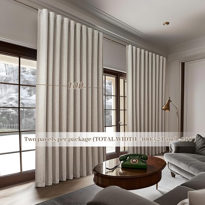 Curtains 100 Inch Length Wide Pleated Blackout Curtain - Image 4
