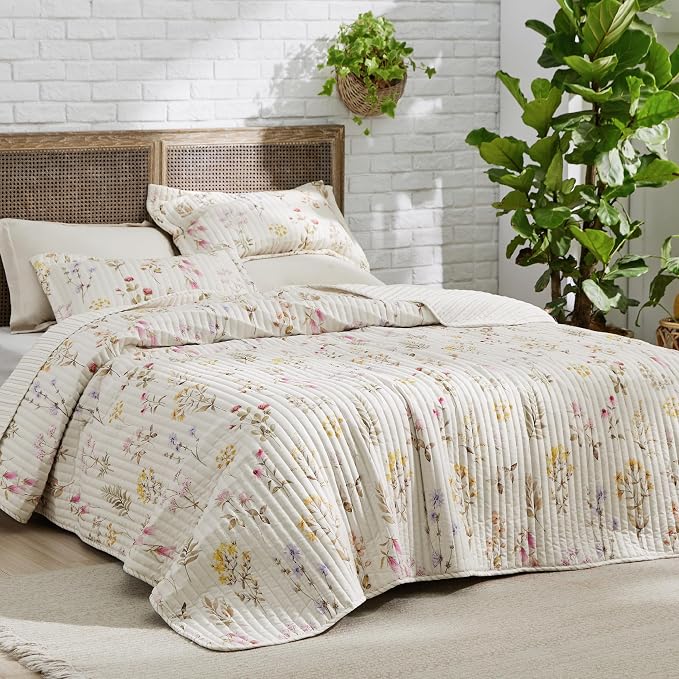 Bedsure Fall Quilts Queen Size, Reversible Botanical Floral Comforter | Autumn - Image 2