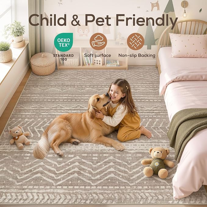 Nakagishi Area Rug Living Room Rugs: 11x15 Large Soft Machine Washable Boho - Image 4