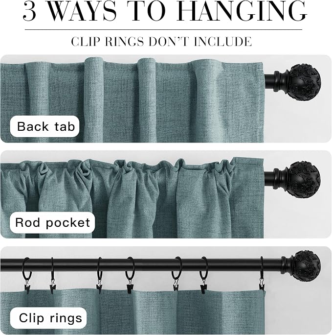 RYB HOME 100% Blackout Linen Textured Curtains 84 inches Long, Thermal - Image 7