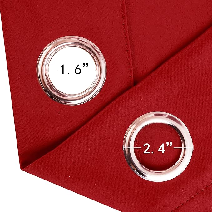 Blackout Curtains 66 x 95 inch/Bright Red Curtains Set of 2 Panels/Thermal - Image 6