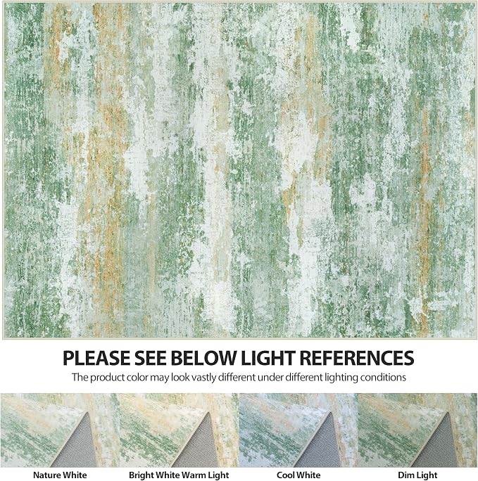 Aelenmu 6x9 Area Rugs for Living Room Washable Bedroom Dining Room Green | - Image 8