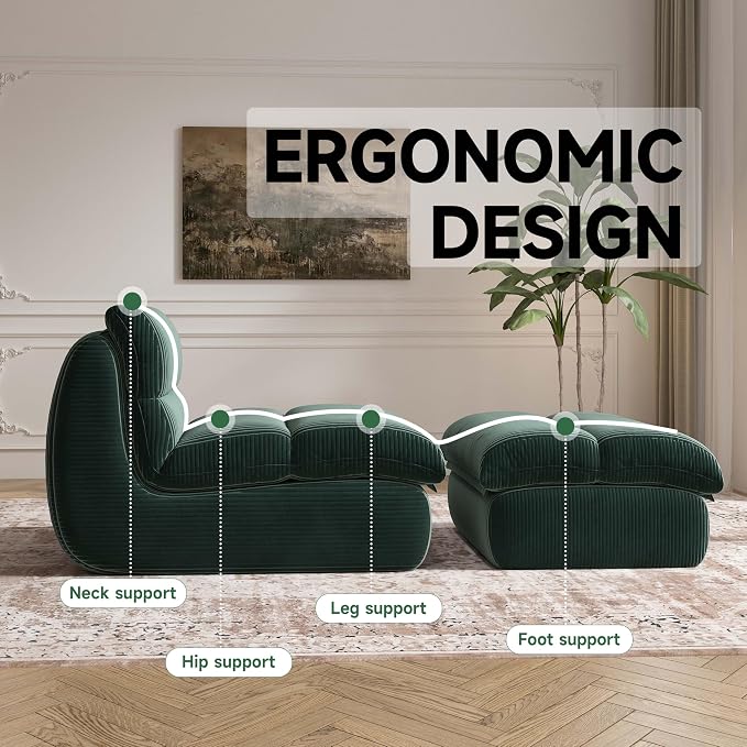 YVDNHP Bean Bag Chair with Ottoman, Cozy Comfy Reading Nook Chairs, Ultra Soft - Image 3