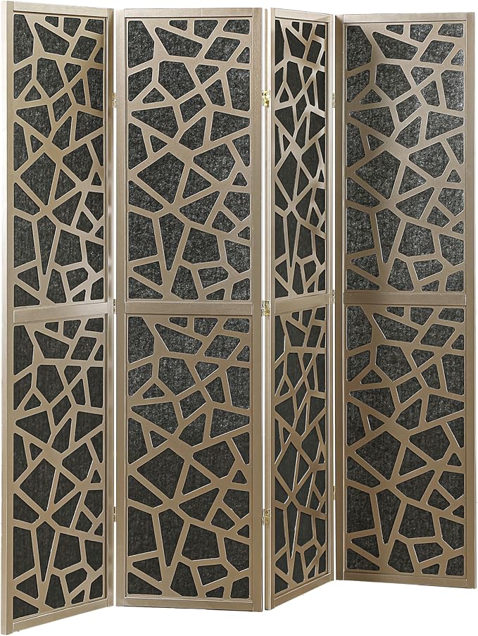 Roundhill Furniture Aurra 4-Panel Wood Room Divider, Folding Portable Partition - Image 5