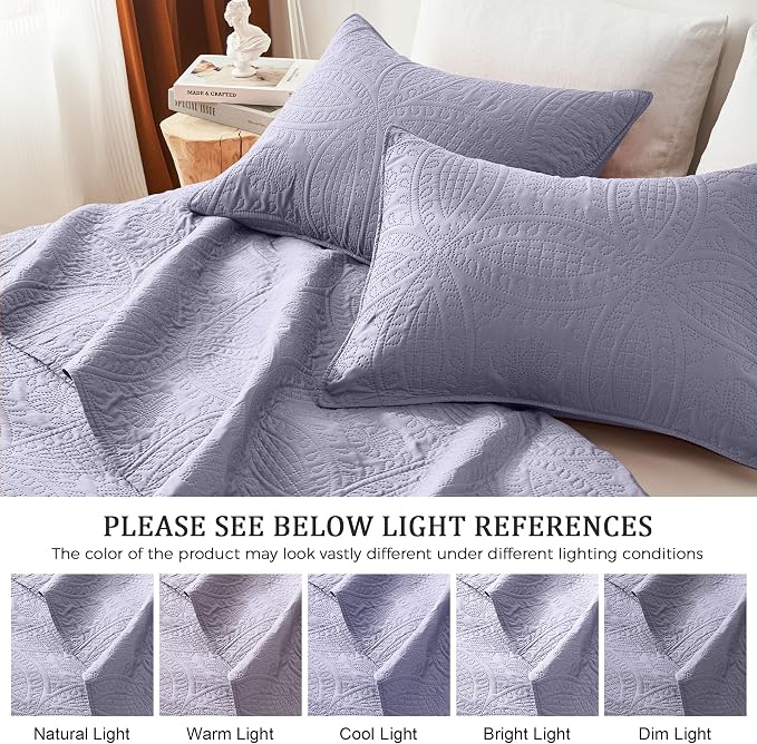 akkialla Lavender Twin Quilt Set, Ultrasonic Lightweight Bedspread Coverlet - Image 5