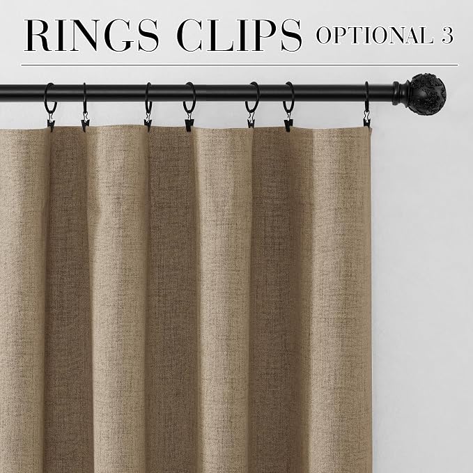 RYB HOME Burlap 100% Blackout Linen Curtains 72 Inch Long - Image 8